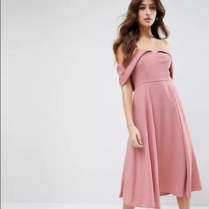 ASOS Bardot Fold Over Midi Prom Dress
